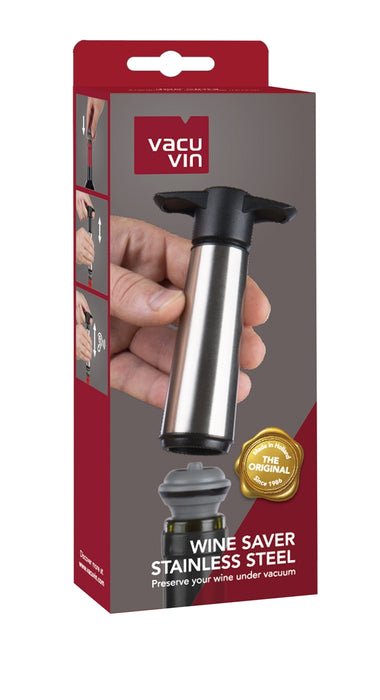 Vacu Vin Wine Saver- 1 Pump, 1 Stopper- Stainless Steel