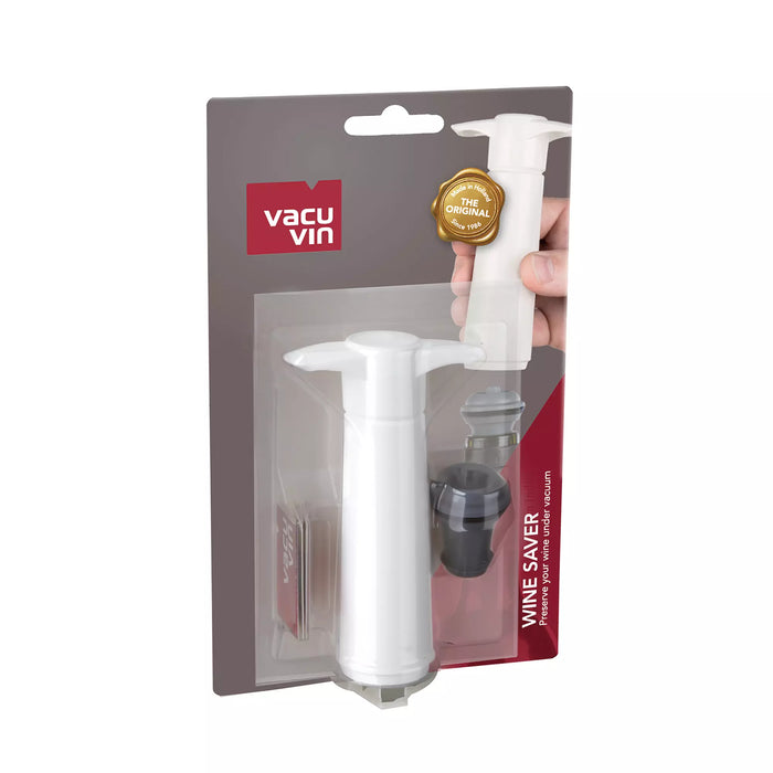 Vacu Vin Wine Saver- 1 Pump, 1 Stopper- White