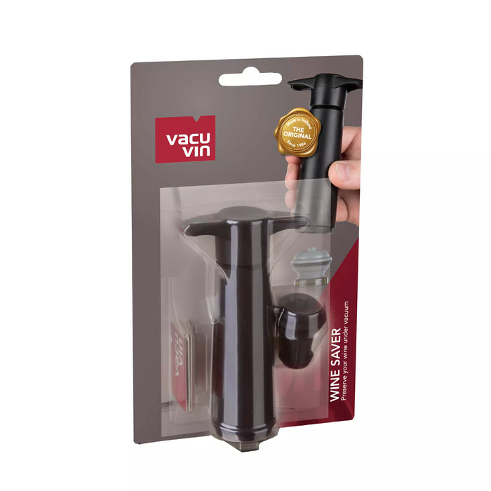 Vacu Vin Wine Saver- 1 Pump, 1 Stopper- Black
