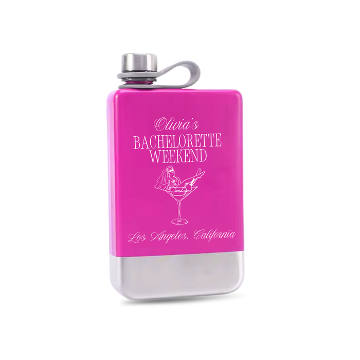 Pink Bachelorette Party Flask – Bride Tribe & Bach Weekend Designs