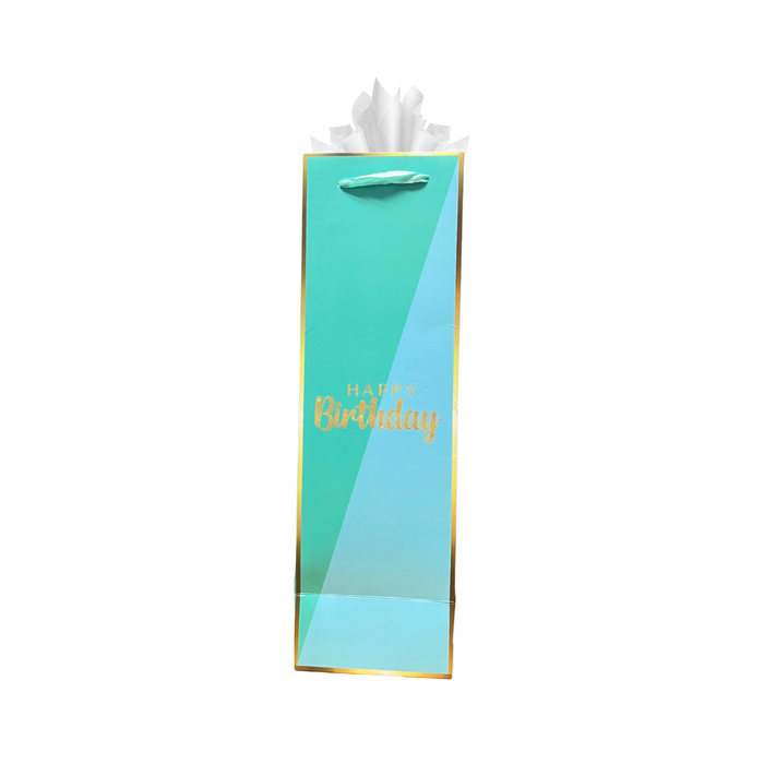 Gift Bag - Happy Birthday Sky Blue & Gold