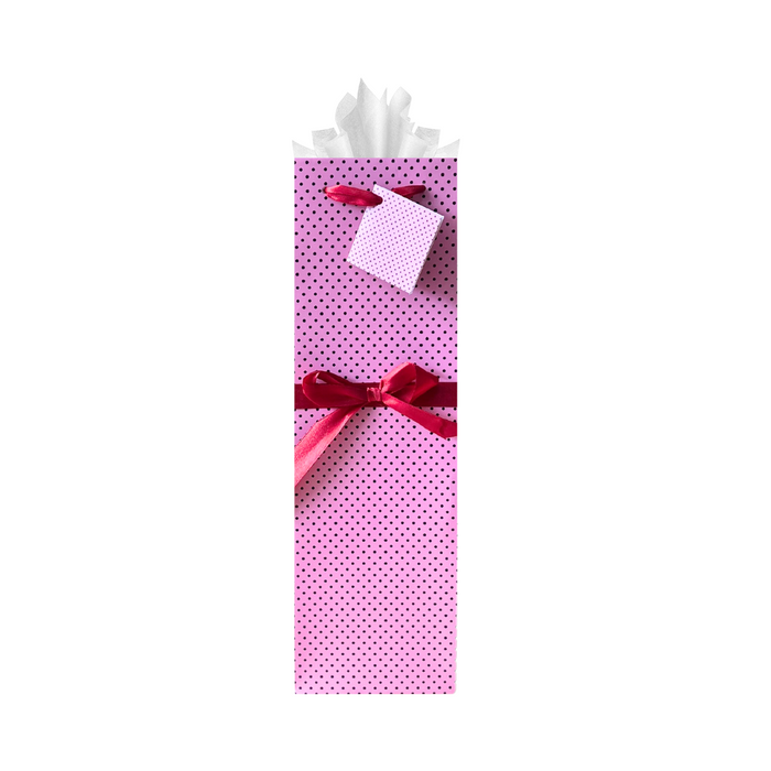 Gift Bag - Pink with Black Polka Dots