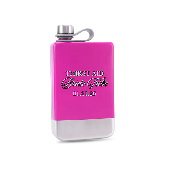 Pink Bachelorette Party Flask – Bride Tribe & Bach Weekend Designs