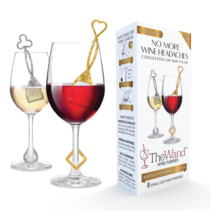 PureWine "The Wand" Wine Purifier Silver & Gold- 8 Pack