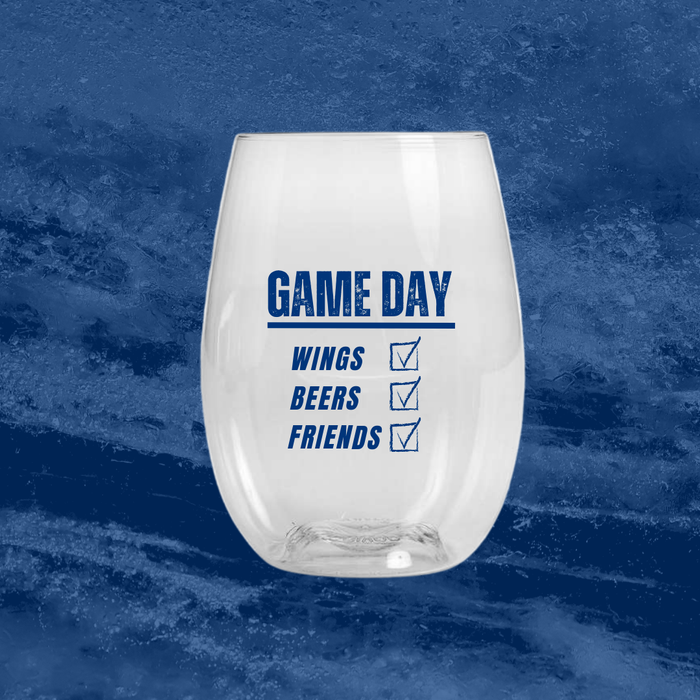 Game Day Checklist Glass – Wings, Beers & Friends | Unbreakable Reusable Drinkware