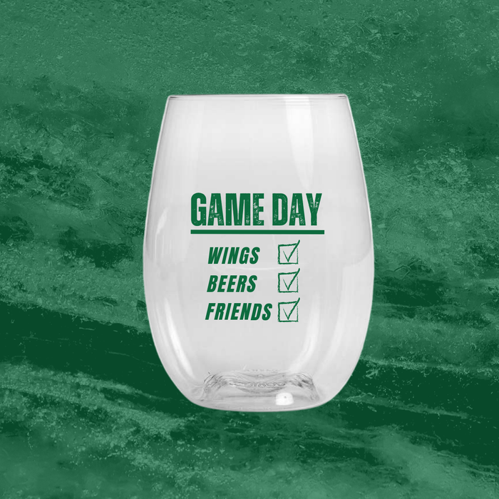 Game Day Checklist Glass – Wings, Beers & Friends | Unbreakable Reusable Drinkware