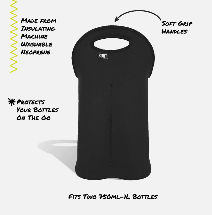 Built 2 Bottle Insulated Wine Tote - Black